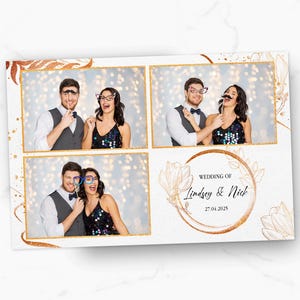 Wedding Photo Booth Template | Bridal Shower Photobooth Template | Gold Floral Wedding Photobooth Template | 4x6 Overlay | Anniversary