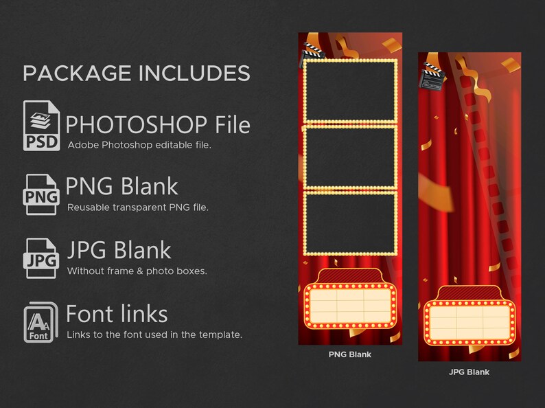 Hollywood Party Photo Booth Template Movie Theme Photobooth Etsy