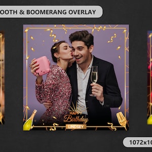 360 Booth Photo Template, Birthday 360 Booth Overlay, Golden Frame 360 Photo Template, Gold 360 Overlay for Birthday, Boomerang overlay