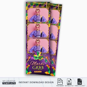 Masquerade Photo Booth Template, Mardi Gras Photo Booth Template, Photo Booth Template 2x6 strip, Photobooth template, photo booth overlay