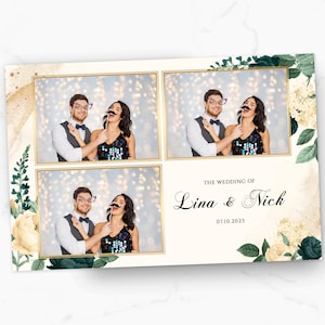 Plantilla para fotomatón de boda, plantilla para fotomatón vintage, plantilla para fotomatón de 4x6, plantilla floral, boda de 4x6, plantillas para fotomatón