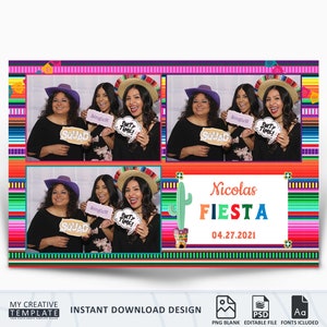 Serape Fiesta Photo Booth-sjabloon, Mexicaanse Fiesta Photo Booth-sjabloon, Fiesta Photo Booth-sjabloon, 4 x 6 sjablonen voor photobooth