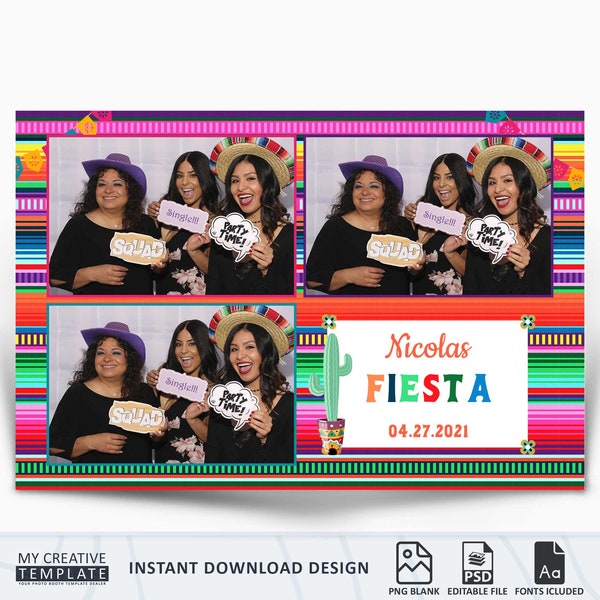 Serape Fiesta Photo Booth Template, Mexican Fiesta Photo Booth Template, Fiesta Photo Booth Template, 4x6 Templates for photo booth