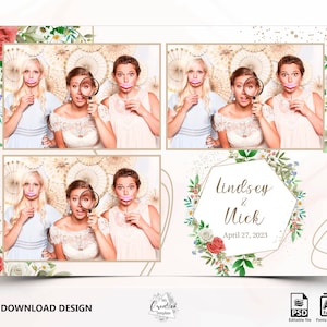 Wedding Photobooth Template, Floral Photobooth Template, 4x6 Wedding Photo booth Template, photo booth template wedding