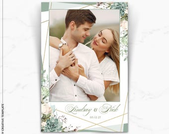 Plantilla elegante para fotomatón de aniversario, superposición floral para fotomatón de boda en formato vertical 4x6, hermoso diseño para despedida de soltera.