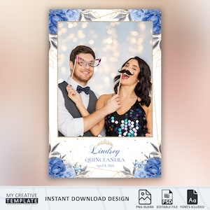 Quinceanera photo booth template, Photo Booth Overlay, Photo Booth Template Birthday, Birthday Photo Booth Template, Sweet 16 Template