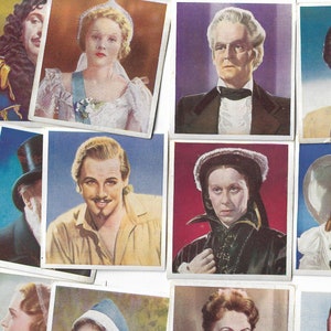 36 Vintage Cigarette Cards - Characters Come to Life - Actors in Costume. 1938. Full Set. Godfrey Phillips. Hollywood Theatre Actress Gift