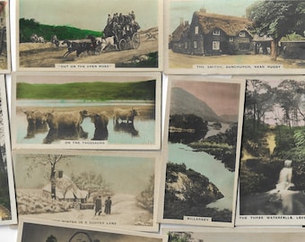 50 Vintage Cigarette Cards - Homeland Series. 1924 Full Set. Cavanders. Tobacco cards Trade cards. British Historical Life Landscapes Gift