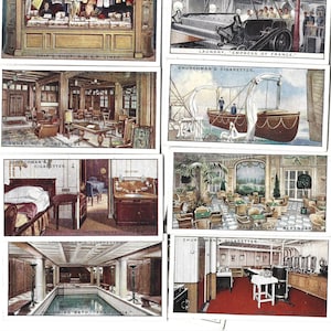 25 Vintage Cigarette Cards - Life in an Ocean Liner. 1930. Full Set. Churchman Tobacco cards. Cruise ship, ships, history, gift