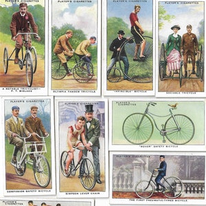 50 Vintage Zigarettenkarten - Radfahren. 1939. Vollständiges Set. John Player. Tabakkarten Handelskarten. Fahrräder Fahrrad Geschichte Radfahrer Geschenk