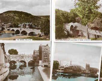 48 Vintage Cigarette Cards - Views of Interest: Bridges. Hand Coloured Real Photographs (5th series). 1939. Full Set. RJ Hill Tobacco cards.