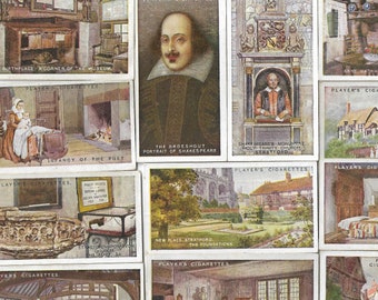 May include: A collection of 25 vintage cigarette cards featuring images of historical buildings and landmarks in England. The cards are printed in color and feature a variety of architectural styles, including Tudor, Gothic, and Georgian. The cards are in good condition and would be a great addition to any collection of vintage ephemera.