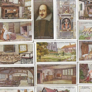 25 vintage sigarettenkaarten - Shakespeare-serie. 1914. Volledige set. John Player Tobacco-kaarten Ruilkaarten. Shakespeare-theatercadeau
