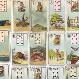 36 Antique Fortune Telling Cards del 1926. Set completo rilasciato da Carreras. Carte di sigarette Carte commerciali. Chiaroveggenza Tarocchi Regalo