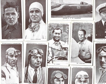 50 Vintage Cigarette Cards - Kings of Speed. 1939. Full Set. Churchman. Tobacco cards. Sports cards, Jesse Owens Rookie