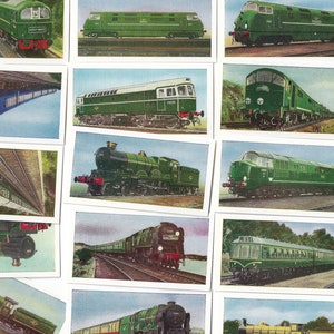 British Rail - Juego completo de 25 tarjetas comerciales emitidas por Clover Dairies en 1973. Railways Locomotives Rail Trains Locos Railwayana Gift