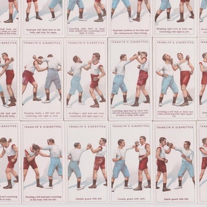 25 tarjetas de cigarrillos antiguas de boxeo. 1924. Juego completo. Tabaco Franklyn Davey. Tarjetas de boxeador. Tarjetas deportivas. Tarjeta de novato. Regalo