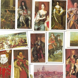 50 Vintage Theekaarten - Koningin Elizabeth I en II. Brooke Bond. Volledige set. Origineel item (1982) Royalty Britse Geschiedenis Gift Ephemera Bujo
