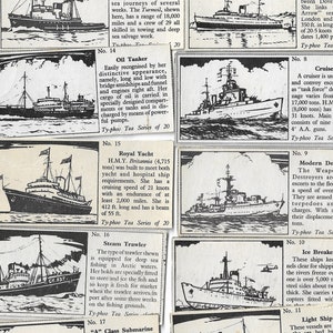 20 Vintage Tea Cards - Types of Ships. 1955. Full Set. Typhoo Tea. Military History Navy Naval Sailing Boat Ship Gift