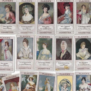 25 Vintage Cigarette Cards - Bygone Beauties. 1914. Full Set. John Player. Tobacco cards Trade cards. Antique Women Fashion Ephemera Gift