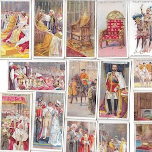 50 vintage sigarettenkaarten - The Coronation-serie. 1911. Volledige set. Testamenten. Tabakskaarten Handelskaarten. Antieke koninklijke familie George V