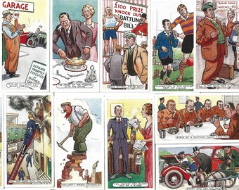 25 Vintage Cigarette Cards - Proverbs (1st series). 1936. Full Set. Ardath. Tobacco cards Trade cards. Humour, illustrations, gift