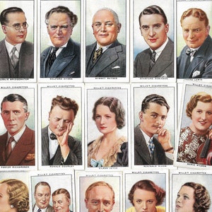 50 Vintage Zigaretten Karten - Radio Promis. 1934. Komplettes Set. Willen. Sänger Musiker Musik Golden Age of BBC British Radio Geschichte Geschenk