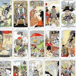 40 Vintage Zigaretten Karten - Heuler. 1937. Komplettes Set. Kirchenmann Tabakkarten Handelskarten. Historische Figuren Witze Illustrationen