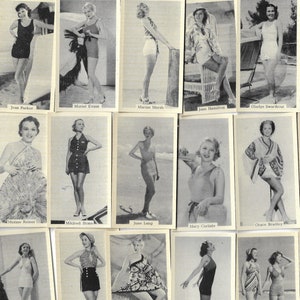 40 cartes de cigarettes vintage - Bathing Belles. 1939. Ensemble complet. Murray. Cartes de tabac Cartes commerciales. Cadeau de pose de filles glamour risquées