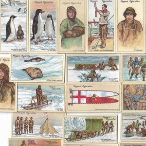 25 cartes à cigarettes vintage - Exploration polaire (2e série). 1916. Ensemble complet. John Player Cartes de tabac Cartes commerciales. Histoire des sciences antiques