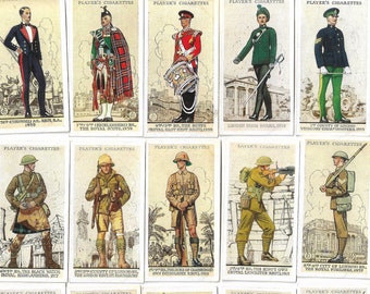 50 Vintage Cigarette Cards - Uniforms of the Territorial Army. 1939. Full Set. John Player. Tobacco cards Trade cards. Gift