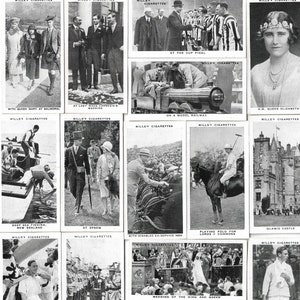 50 Vintage Zigarettenkarten - Unser König und unsere Königin. 1937. Komplettes Set. Willen. Tabakkarten Handelskarten. Royalty Dreißiger Jahre Geschichte