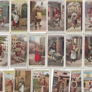 25 Vintage Zigarettenkarten - Cries of London - The Street Sellers Second Series. 1916. Komplettes Set. John Player Tabakkarten Handelskarten.