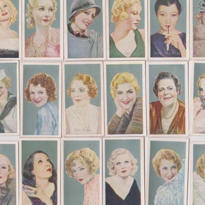 50 Vintage Cigarette Cards - Film Favourites. 1934. Full Set. Godfrey Phillips. Vintage Hollywood Movie Memorabilia Gift 1930s Actresses