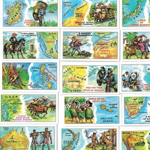 25 Vintage Tea Cards - People & Places. 1970. Full Set. Badshah Tea. Trade cards. World Travel History Gift