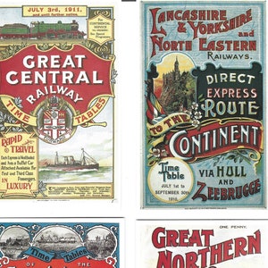 Klassischer Eisenbahnfahrplan Umschlag Postkarten. 6er Set in wunderschön illustriertem Deckblatt. British Trains Geschenk Postcrossing Eisenbahnana