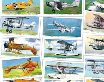 Aircraft of the Royal Air Force. Modern reprint of original 1938 full set of 50 John Player cigarette cards. Royal Air Force Military