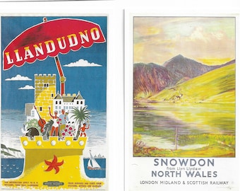 North Wales Railway Posters Postcards. Set of 6 in beautiful illustrated wrapper. Trains Steam Locomotives Welsh Llandudno. Postcrossing