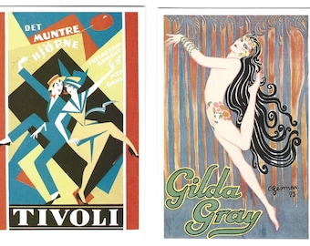 Classic Dancing Advertising Art Postcards. Set of 6 in beautiful illustrated wrapper. Vintage ballet decca soviet illustration adverts