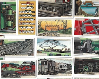 25 Vintage Cigarette Cards - Railway Working (2nd series). 1927. Full Set. Churchman. Tobacco cards. Trains, railway engineering, gift.