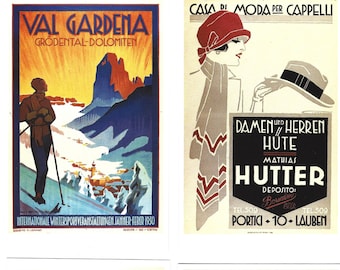 Franz Lenhart Advertising Art Postcards. Set of 6 in beautiful illustrated wrapper. Vintage graphic design poster advert mountains Austria