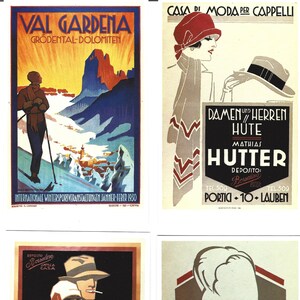 Franz Lenhart Cartes postales d’art publicitaire. Lot de 6 dans un bel emballage illustré. affiche de design graphique vintage publicitaire montagnes Autriche