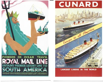 Southampton Docks Shipping Lines Postcards. Set of 6 in beautiful illustrated wrapper. Vintage Shipping Line Adverts Cunard American Lines