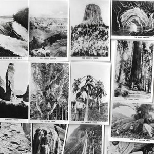 48 Vintage Cigarette Cards - Wonders of the World. 1938. Full Set. R.J. Lea Trade cards. Natural Wonders Nature Real Photo Travel Gift
