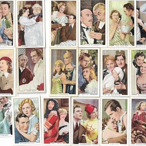 48 Vintage Cigarette Cards - Shots From Famous Films. 1935. Full Set. Gallaher. Tobacco cards. Vintage Hollywood Actors Actresses Movie Gift