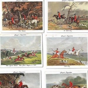 25 Vintage Cigarette Cards - Old Hunting Prints. 1938. Full Set. John Player. Tobacco cards Trade cards. Horses Equestrian Rural Life Gift