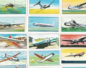 International Airliners - Complete Set of 25 Tea Cards Issued by Home Counties Dairies in 1965. Planes Airplanes Aeroplanes Aviation Gift