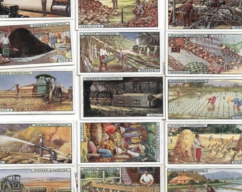 50 Vintage Cigarette Cards - Products of the World. 1928. Full Set. John Player. Tobacco cards Trade cards. Trade Science Engineering