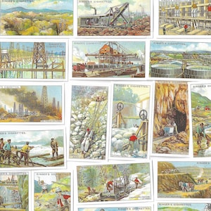 Bergbau. Moderner Nachdruck des originalen Sets von 50 Edwards, Ringer & Bigg Zigarettenkarten aus dem Jahr 1925. Geschenk Zeche Bergmann Geschenk Geschichte Kohle Antik