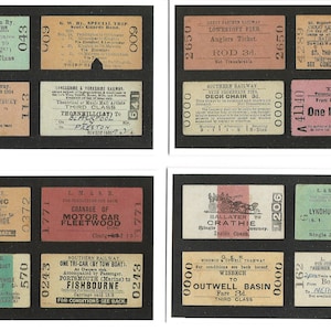 Cartões postais de passagens ferroviárias vintage. Conjunto de 6 em linda embalagem ilustrada. Presente de trens Railfan. Ferroviana GWR L&Y LSWR LMSR etc.